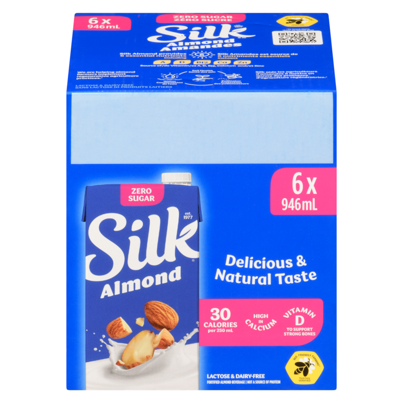 Silk Almond Beverage, Unsweetened Original, Dairy-Free - 6x946.0
