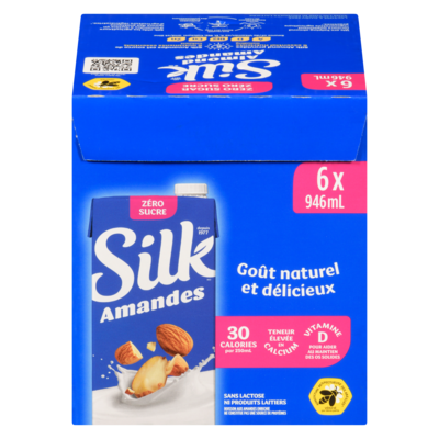 Silk Boisson aux amandes SILK, non sucrée, sans produits laitiers 6x946.0 ml, 0,23 $/100g