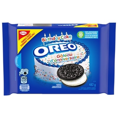 Christie OREO Birthday Cake Chocolate Sandwich Cookies, Family Size 482 g, $1.14/100g