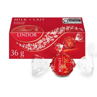 Lindt LINDOR Milk Chocolate Truffles, Count of 3 Box 36 g, $6.94/100g
