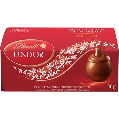 Lindt LINDOR Milk Chocolate Truffles, Count of 3 Box 36 g, $9.14/100g