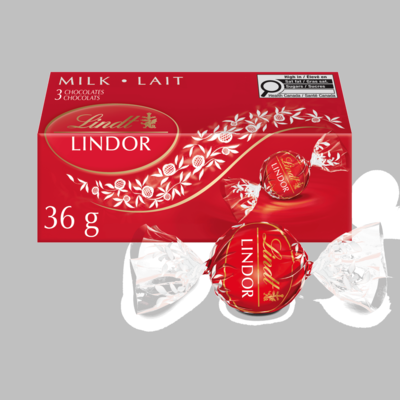 Lindt LINDOR Milk Chocolate Truffles, Count of 3 Box 36 g, $8.31/100g