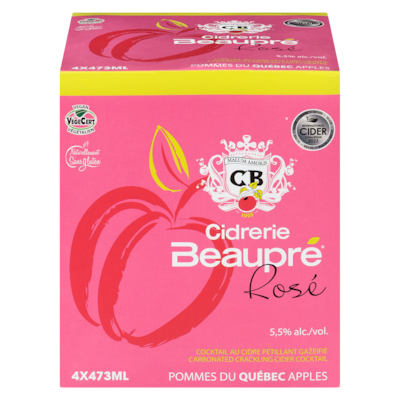 Beaupré Cocktail au cidre pétillant gazéifié rosé (Pièce d’identité requise au moment du ramassage) 4x473.0 ml, 0,69 $/100ml