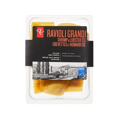 PC Collection noire Ravioli grandi aux crevettes et au homard pâtes aux oeufs farcies 250 g, 3,60 $/100g