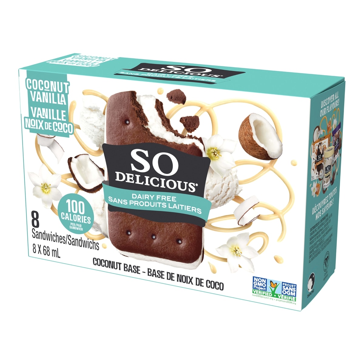 So Delicious sans produits laitiers dessert glacé a la noix de coco, sandwiches a la noix de coco 68 ml, 12,13 $/100ml