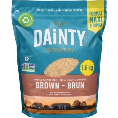 Riz Dainty Brun Maxi Format Riz À Grains Entiers 1.6 kg, 0,69 $/100g
