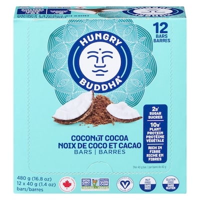 Hungry Buddha Keto barre noix de coco Cacao, 12 barres 12x40.0 g, 6,25 $/100g