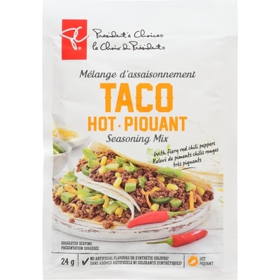 President's Choice Hot Taco Seasoning Mix 24 g, $4.17/100g