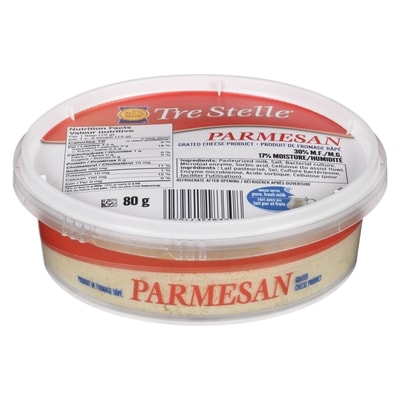 Tre Stelle 100% Parmesan 31% M.F. Cheese Grated 80 g, $6.25/100g