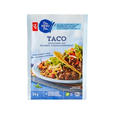 PC Blue Menu Taco Seasoning Mix 24 g, $4.17/100g