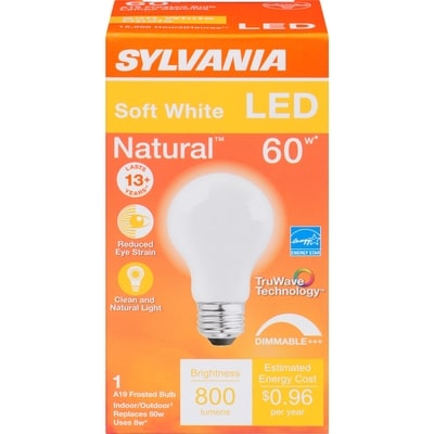 Sylvania Led 8W A19 Frosted 1 ea, $7.50/1ea