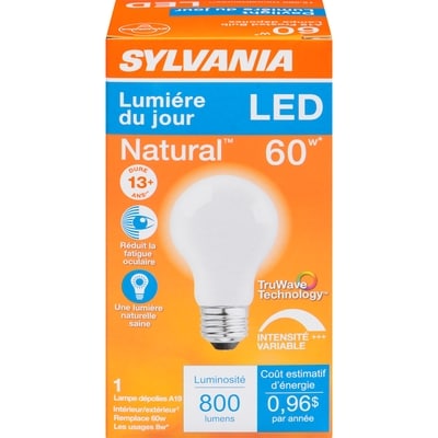 Sylvania A19 Lampe Dépolies Lumiére Du Jour Led 60 W 1 ea, 6,50 $/1ch