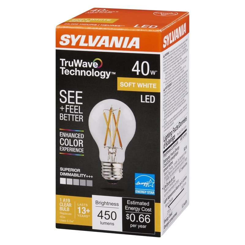 Truwave Technology A19 Clear Bulb Soft White Led 40 W