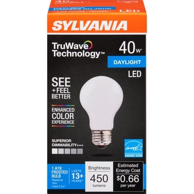 Sylvania A19 Frosted Bulb Daylight Led 40 W 1 ea, $6.00/1ea