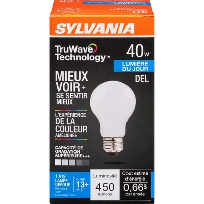 Sylvania Lampe Dépolies A19 Lumiére Du Jour Led 40 W 1 ea, 6,00 $/1ch