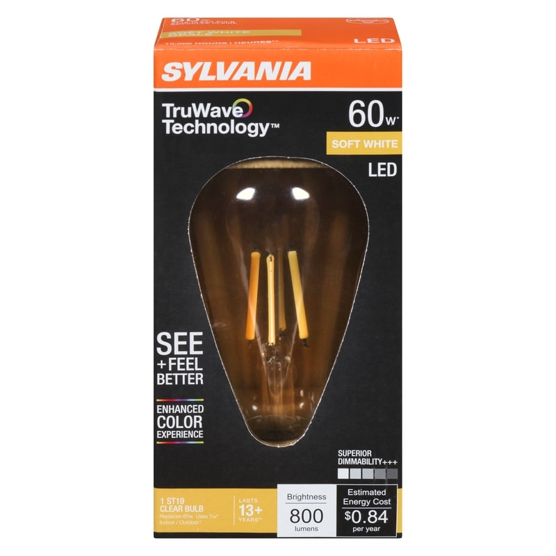 Truwave Technology St19 Clear Bulb Soft White Led 60 W