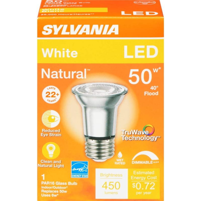 White Led 50 W 40° Flood Par16 Glass Bulb