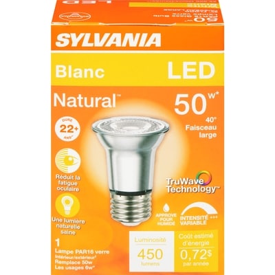 Sylvania Blanc Led 50 W 40° Faisceau Large Lampe Par16 Verre 1 ea, 12,50 $/1ch