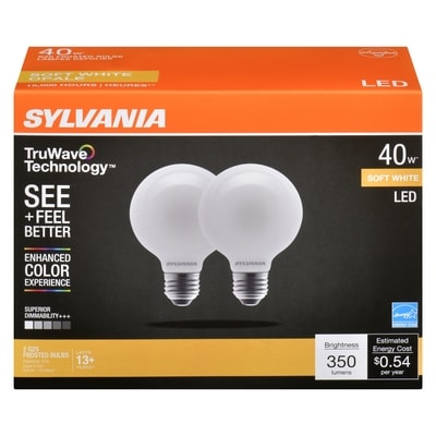 Sylvania Truwave Technology G25 Frosted Bulbs Soft White Led 40 W 2 ea, $8.00/1ea