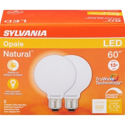 Sylvania Opale Led 60 W G25 Lampes Dépolies 2 ea, 9,75 $/1ch