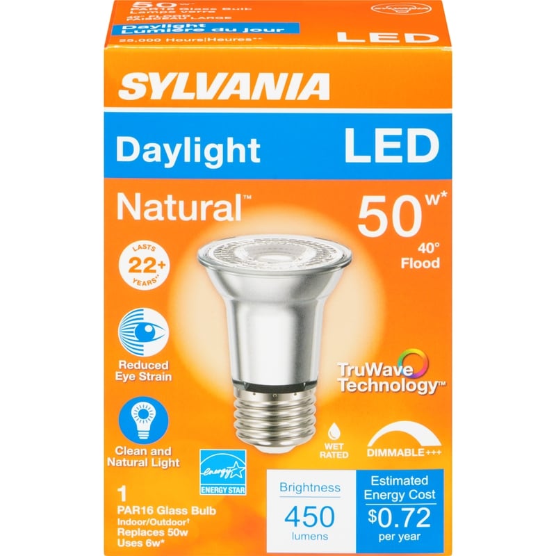 Daylight Led 50 W 40° Flood Par16 Glass Bulb