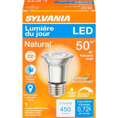 Sylvania Lumiére Du Jour Led 50 W 40° Faisceau Large Lampe Par16 Verre 1 ea, 9,00 $/1ch