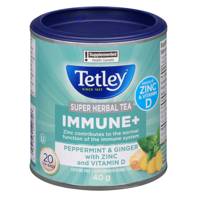 Super Herbal Tea Immune+ Peppermint & Ginger With Zinc And Vitamin D