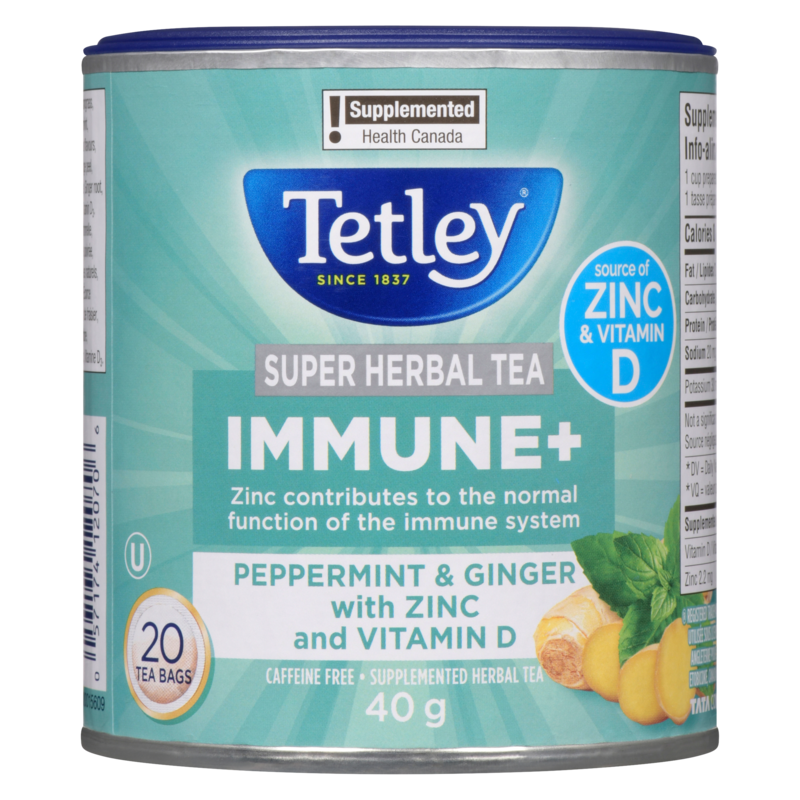 Super Herbal Tea Immune+ Peppermint & Ginger With Zinc And Vitamin D