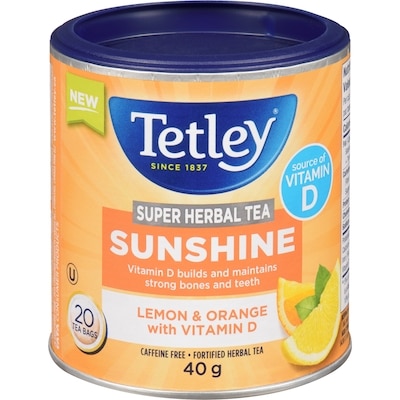 Tetley Super Herbal Tea Sunshine Lemon & Orange With Vitamin D 20 ea, $0.25/1ea