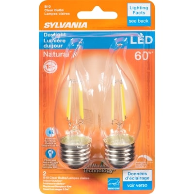 Sylvania Daylight Led 60 W B10 Clear Bulbs 2 ea, $6.00/1ea
