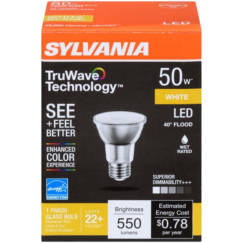 White Led 50 W 40° Flood Par20 Glass Bulb