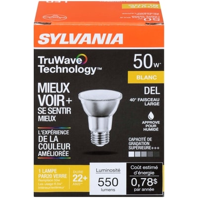 Sylvania Blanc Led 50 W 40° Faisceau Large Lampe Par20 Verre 1 ea, 9,00 $/1ch