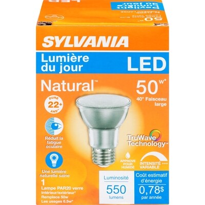 Sylvania Lumière Du Jour Led 50 W 40° Faisceau Large Lampe Par20 Verre 1 ea, 9,00 $/1ch