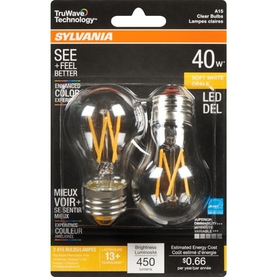 Sylvania Opale Led 40 W A15 Lampes Claires 2 ea, 7,00 $/1ch