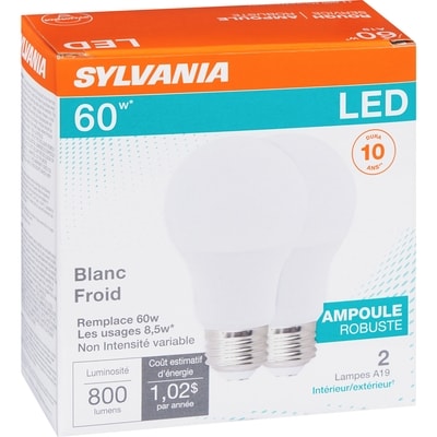 Sylvania 60 W Led Blanc Froid Lampes A19 Intérieur Extérieur 1 ea, 8,00 $/1ch