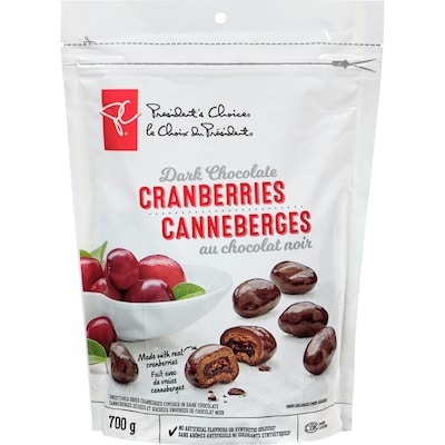 President's Choice Dark Chocolate Cranberries 700 g, $2.28/100g