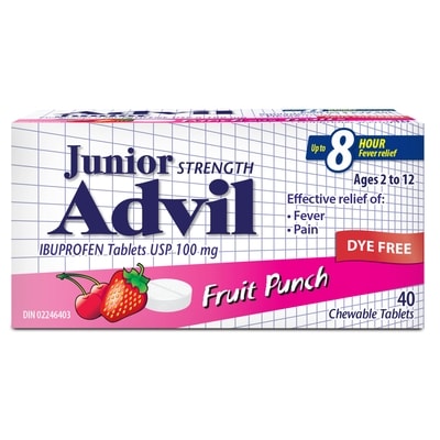Advil Junior Strength Ibuprofen Dyefree Chewable Tablets, 40 Count 40 ea, $0.47/1ea