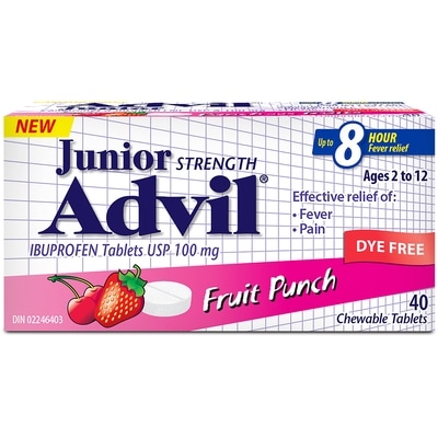 Advil Children's Fruit Punch Ages 2 To 12 Ibuprofen Tablets Usp 100 Mg 40 ea, $0.47/1ea