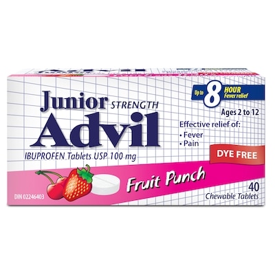Advil Junior (Comprimés À Croquer) (Punch Aux Fruits Sans Colorant) 40 ea, 0,47 $/1ch