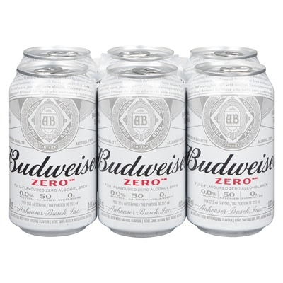 Budweiser Zero bière sans alcool avec arôme naturel 6x355.0 ml, 0,52 $/100ml