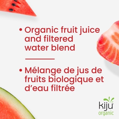 60 % moins de sucre Mélange de jus biologique fraise et melon d’eau