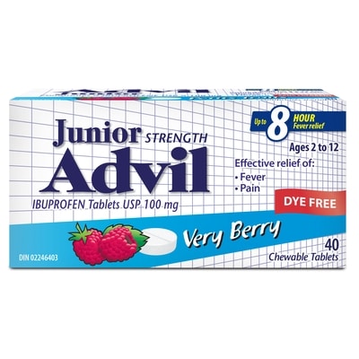 Advil Junior Strength Ibuprofen Dyefree Chewable Tablets, 40Ct 40 ea, $0.42/1ea