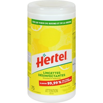 Hertel Zeste De Citron Lingettes Désinfectantes 75 ea, 0,10 $/1ch