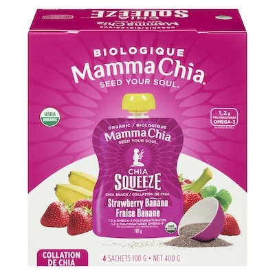 Mamma Chia Fraise Banane Biologique Collation De Chia 396 g, 2,14 $/100g