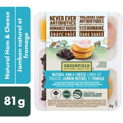 Greenfield Natural Meat Co. Trousse-collation fromage et jambon naturel 81 g, 5,56 $/100g