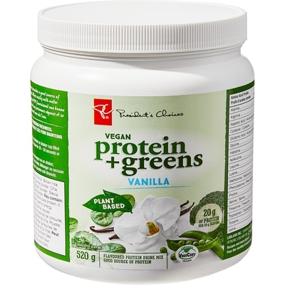 President's Choice Plant Based Vegan Protein + Greens, Vanilla 520 g, $4.71/100g