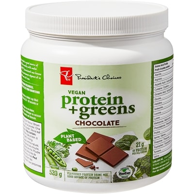 President's Choice Plant Based Vegan Protein + Greens, Chocolate 520 g, $4.71/100g
