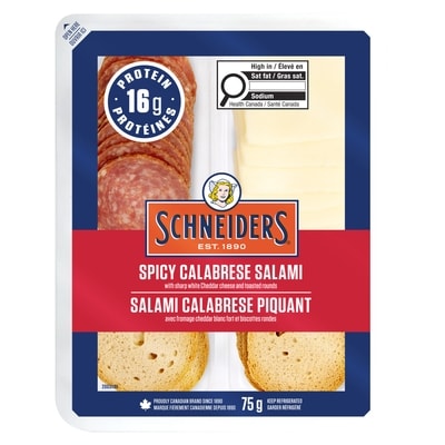 Schneiders Dry Cured Spicy Calabrese Salami Snack Kit 75 g, $6.00/100g