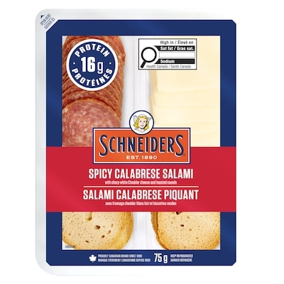 Schneiders Trousse-collation de salami calabrese piquant salé à sec 75 g, 6,52 $/100g