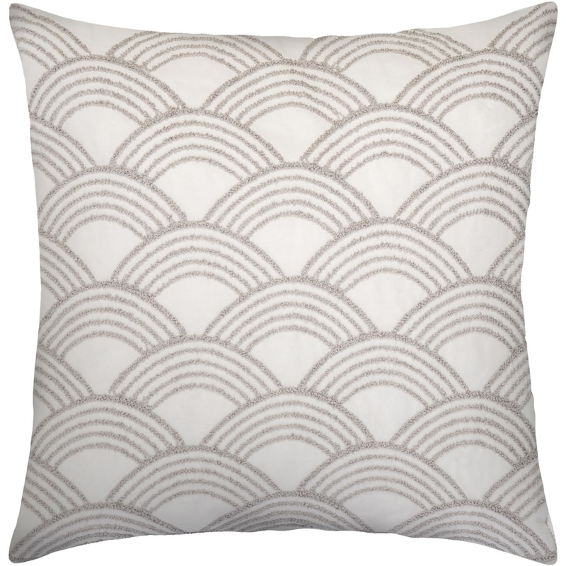 Scallop Tufted Cushion Cover - Grey & White, 18 in x 18 in